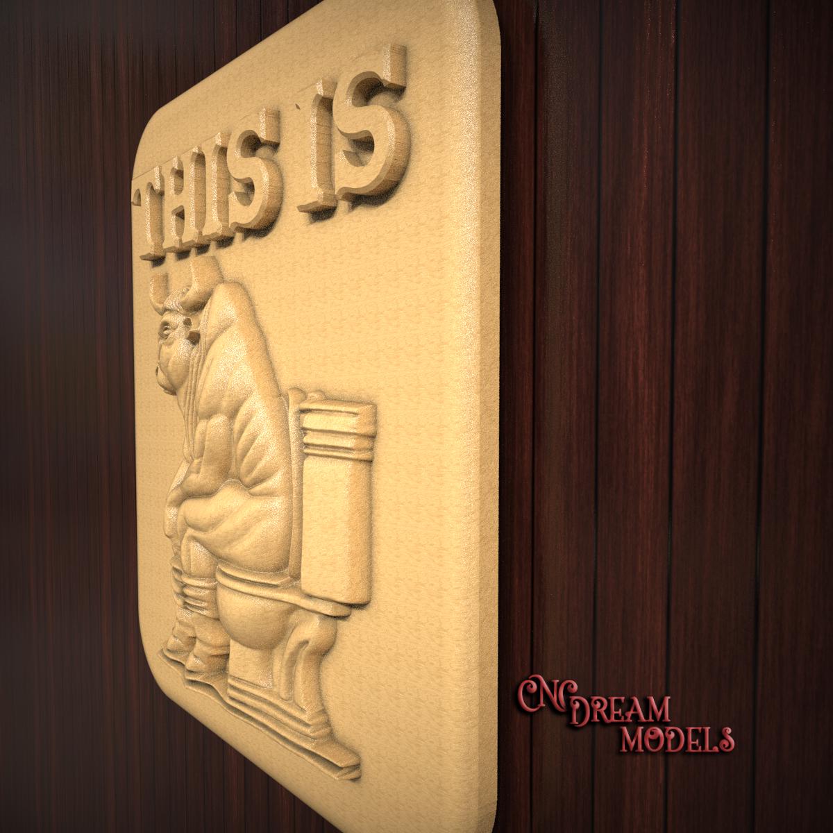 Funny Router Signs This is Bull, BS, Funny Bathroom Sign 3D STL Relief File for CNC Router ...