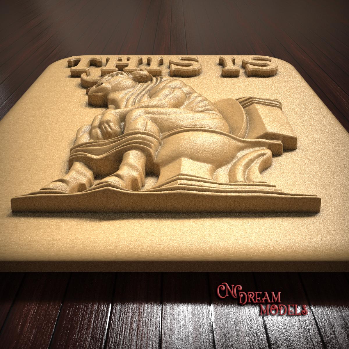 Funny Router Signs This is Bull, BS, Funny Bathroom Sign 3D STL Relief File for CNC Router ...