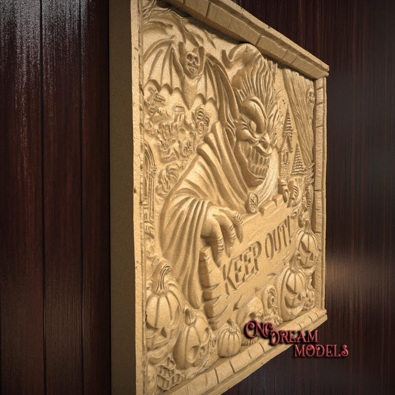 Goblin Keep Out Sign | 3D Relief STL File for CNC Router Carving ...