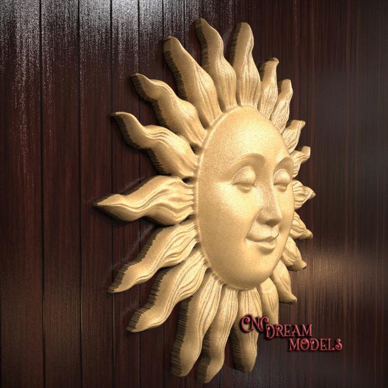 Sunshine 3D Relief STL File for CNC Router Carving or 3D Resin Printing ...