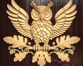 Majestic Owl on Branch 3D Relief STL File for CNC Router Carving or 3D Resin Printing – Elegant and Detailed Design