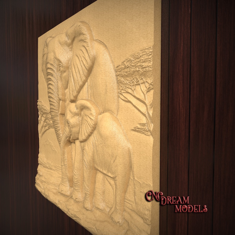 Elephant With Baby Elephant| CNC Router Carving File | STL File for Cnc ...