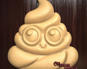 Smiling Poop Emoji 3D STL Relief File for CNC Router Carving or 3D Resin Printing - Funny and Cute Wall Decor | VCarve, Aspire, Easel Pro