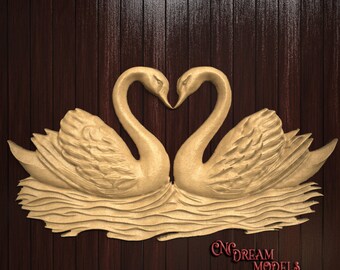 CNC Router Carving File | STL File for cnc | VCarve | Aspire | Easel | File for CNC | Carbide Create Pro | Bird | Love Swans | Valentines
