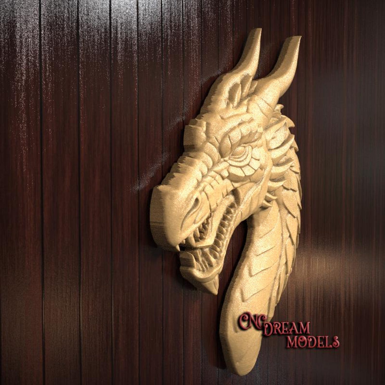 Regal Dragon Head 3D Relief STL File for CNC Router Carving or 3D Resin ...
