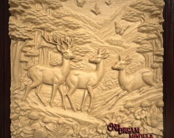 CNC Router Carving File | STL File for cnc | VCarve | Aspire | Easel Pro | File for CNC | Carbide Create Pro | Deer in the Woods