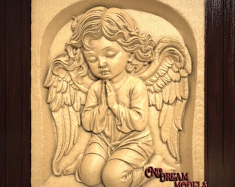 Praying Child Angel 3D Relief STL File for CNC Router Carving or 3D Resin Printing – Peaceful Spiritual Decor Design