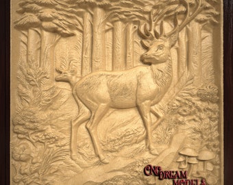 CNC Router Carving File | STL File for cnc | VCarve | Aspire | Easel Pro | File for CNC | Carbide Create Pro | Deer in the Woods