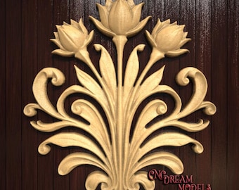 Elegante bloemenrol met 3D-reliëf STL-bestand voor CNC-routersnijwerk of 3D-harsprinten – Decoratief ontwerp Tulip Bloom