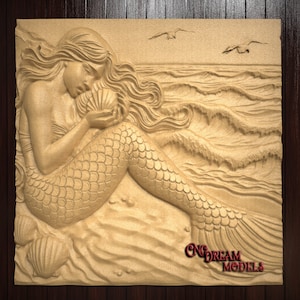CNC Router Carving File | STL File for cnc | VCarve | Aspire | Easel | File for CNC | Carbide Create Pro | Mermaid | Ocean