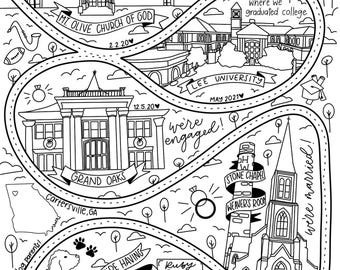 Mapa de pareja personalizado (línea de tiempo) / Mapa digital para parejas / Mapa de relación imprimible / Regalo de aniversario