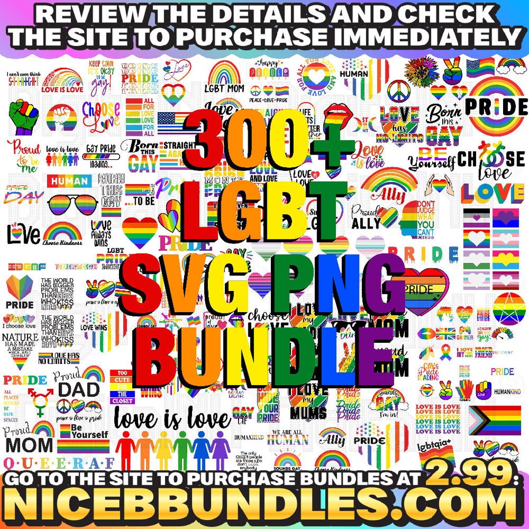 300 LGBTQ SVG Bundle, LGBT Svg, Pride Svg, Gay Pride Svg, Lgbt Quotes ...