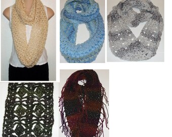 PDF Crochet Pattern for 5 Infinity Eternity Scarves