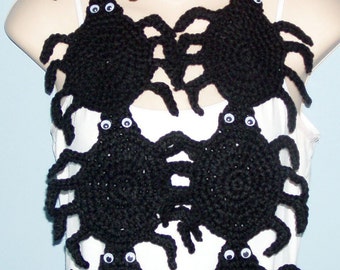 Crochet Pattern for Black Spider Scarf PDF