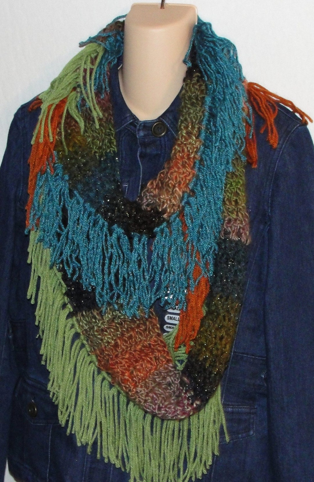 Crochet Pattern for Tri Fringe Eternity Infinity Scarf PDF - Etsy