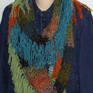 Crochet Pattern for Tri Fringe Eternity Infinity Scarf PDF image 1