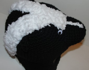 PDF Crochet Pattern for Skunk Critter Hat Adult Size