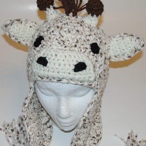 Fleece Crochet Giraffe Earflap Hat Pattern image 1