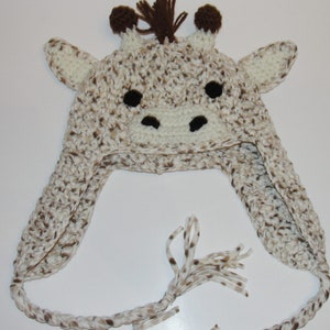 Fleece Crochet Giraffe Earflap Hat Pattern image 2