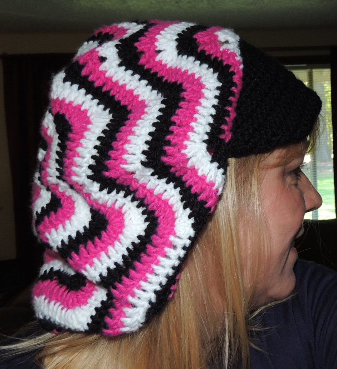 Crochet Pattern for Slouchy Zig Zag Tam Hat With or Without Brim Adult ...