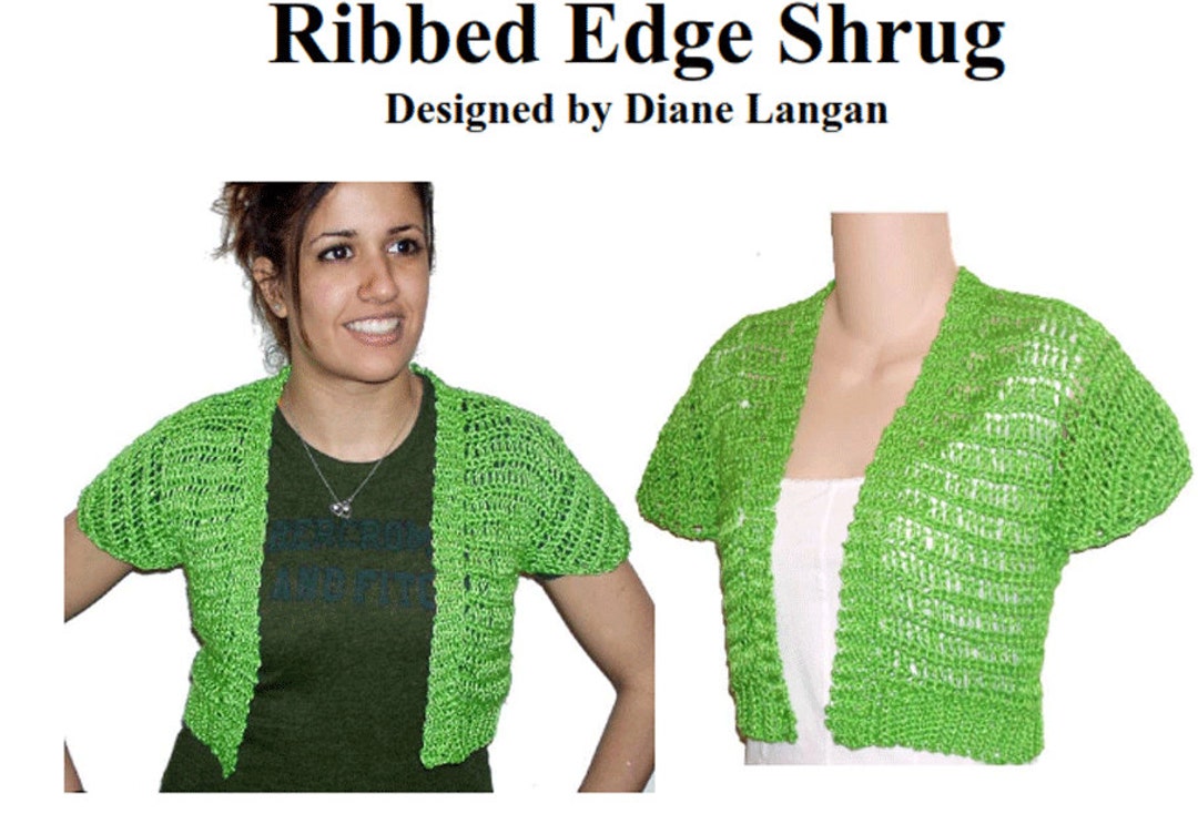 Green Cap Sleeve Ribbed Edge Cropped Cardigan Shrug Crochet Etsy