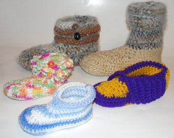 5 Slipper Crochet PDF Patterns Infant, Kids, Youth, Women, Men 18 Sizes