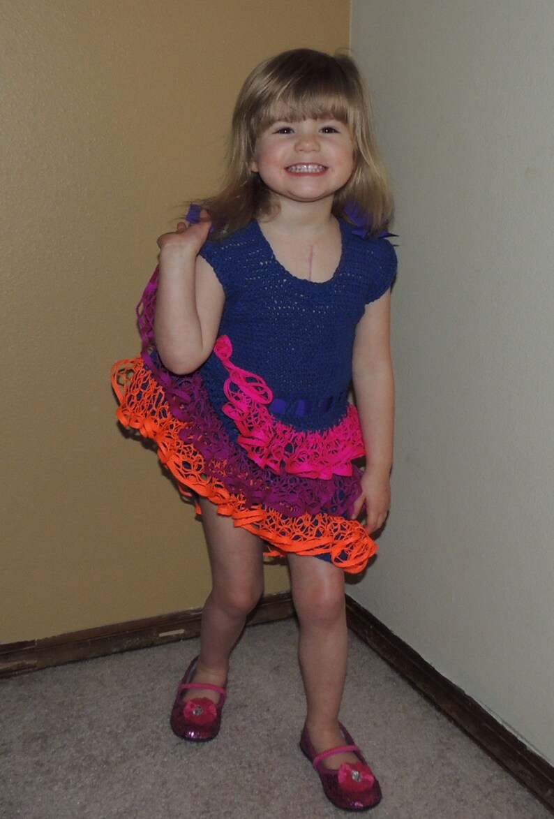Crochet Pattern for Toddler Girls Ruffle Dress 2T-4T image 1