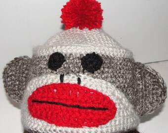 Sock Monkey Hat Pattern 3 Sizes 2 Styles Crochet Pattern