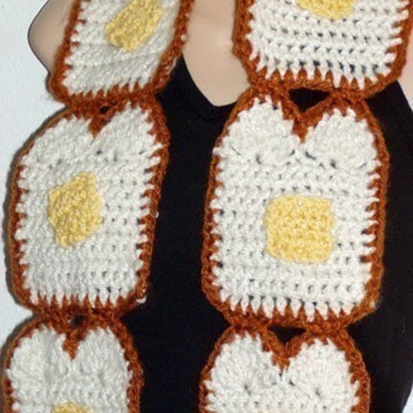 DIY Buttered Toast Bread Scarf  food art Crochet pattern Instructions