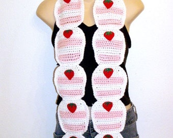DIY Art Crochet Pattern Strawberry shortcake Scarf