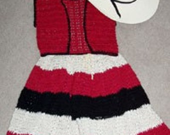 Toddlers Western Full Skirt and Vest Crochet Pattern PDF