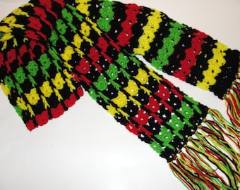 Crochet Pattern for Colorful Drop Stitch Scarf