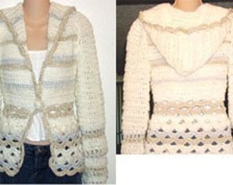 Crochet Pattern for Hooded Cardigan Sweater Jacket pdf