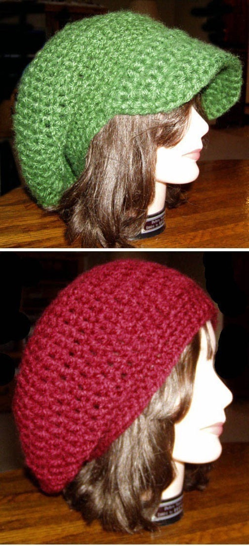 Crochet Pattern for Slouchy Tam Hat With or Without Brim Pdf Etsy