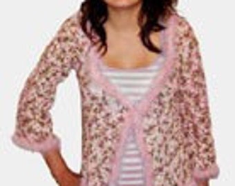 Granny Square Fur Trim Crochet Cardigan Sweater Shrug Pattern pdf