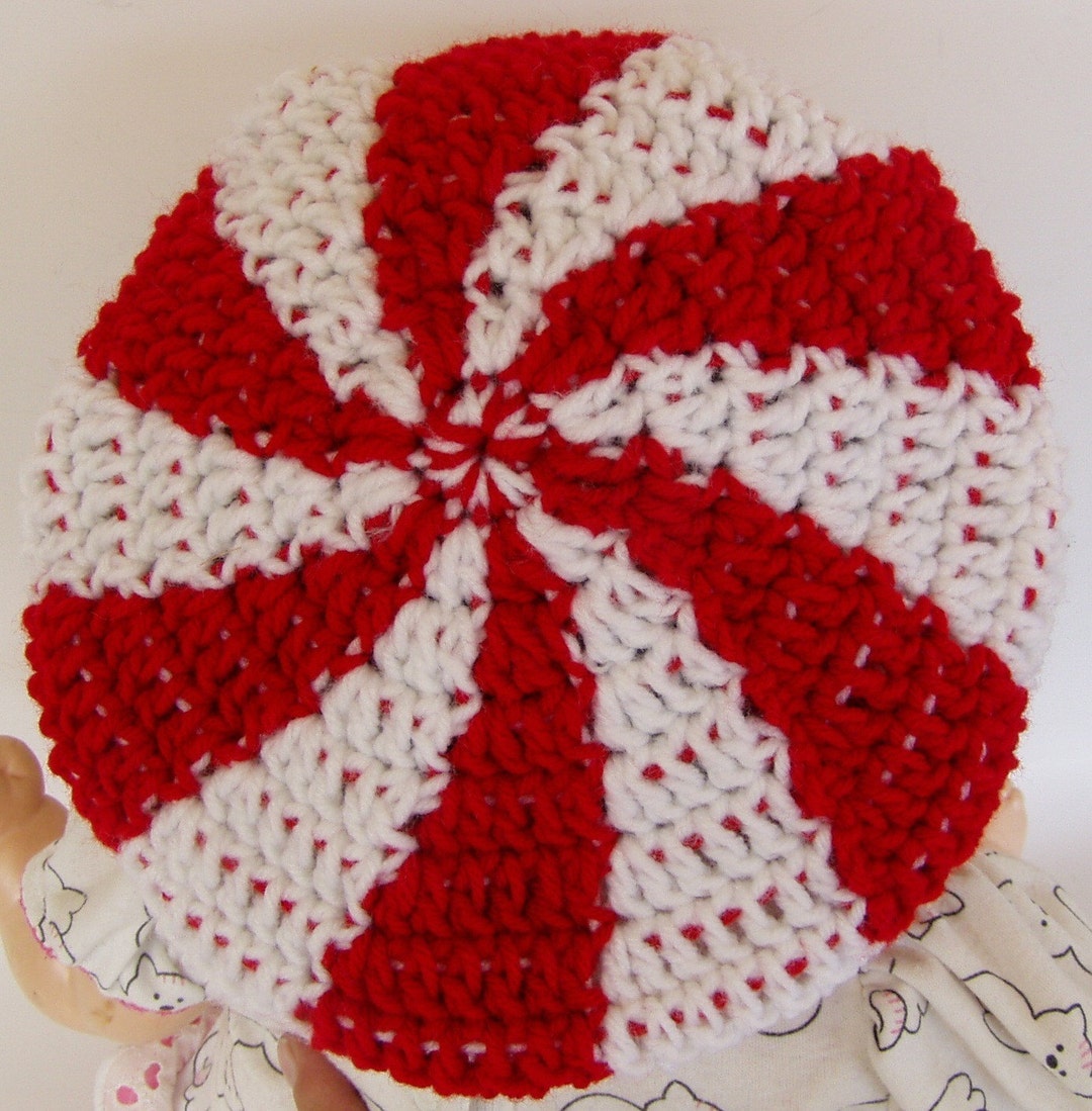 Crochet Pattern for Peppermint Swirl Candy Tam Hat Toddler and
