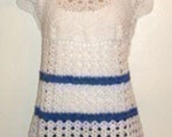 pdf crochet pattern for white shell tunic cotton top shirt