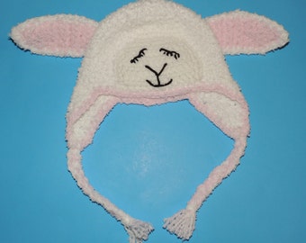 Crochet Pattern for Infant Size Little Lamb Earflap Hat