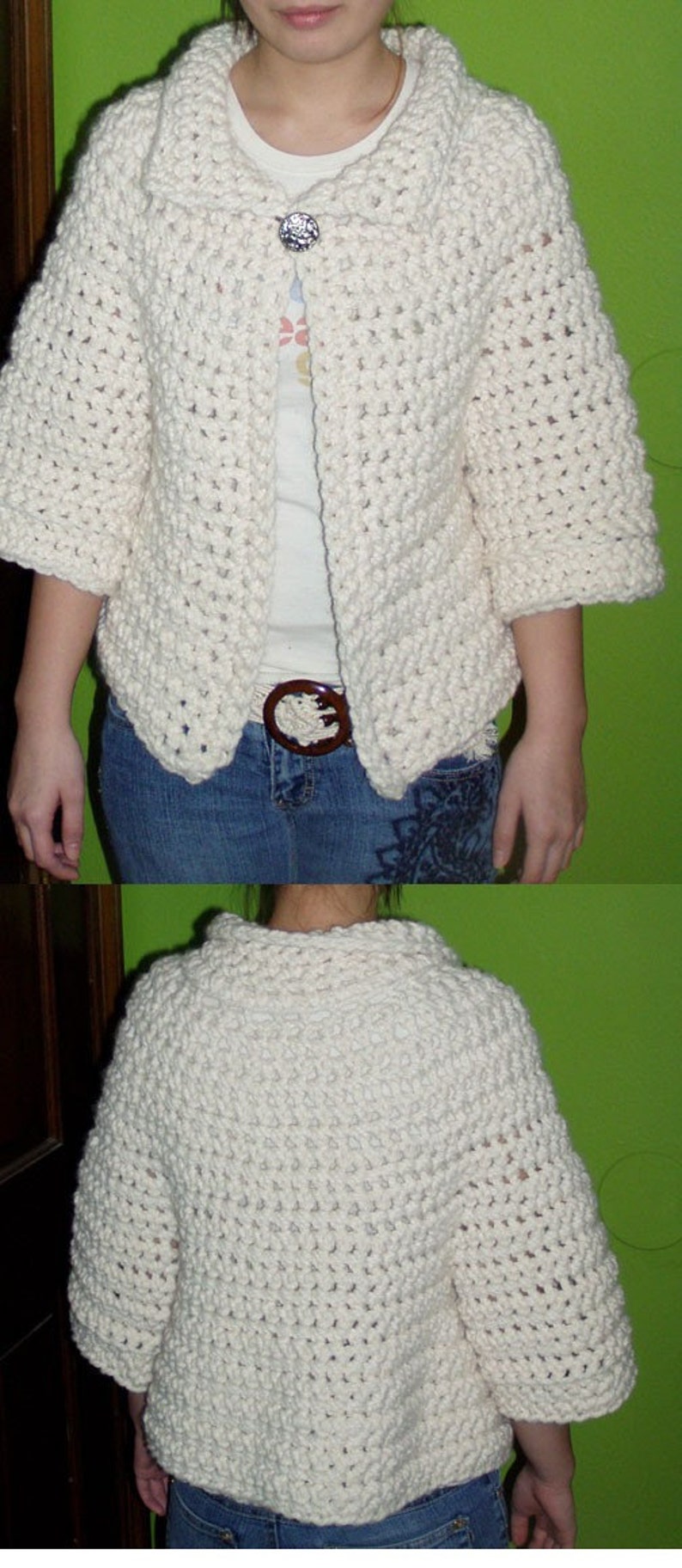 Chunky Cardigan Sweater Crochet Pattern pdf image 2