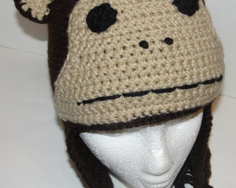 PDF Crochet Pattern for Monkey Critter Hat Adult Size