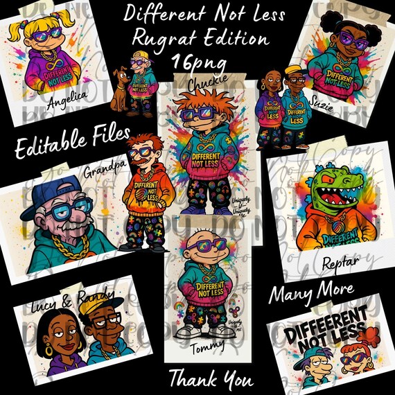 Different Not Less Character Edition | Editable PNG Files | Autism Awareness Digital Download | Instant Art for T-Shirts, Tumblers & More