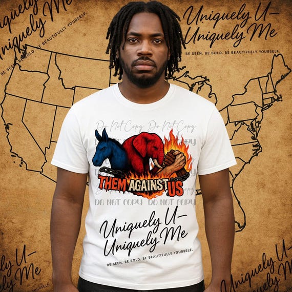 Them Against Us – Digital Political Art Print | Anti-Establishment Printable | Red vs. Blue Donkey vs. Elephant | Unity Design | Instant Dow