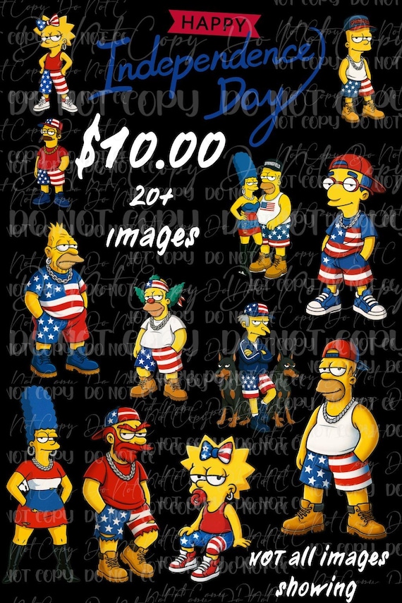 Fourth of July Patriotic Cartoon-Inspired Clipart Bundle | 20+PNG Files | Red White & Blue Streetwear | Independence Day Digital Download