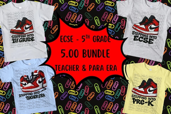 Back to School Shirt Bundle | Grade Level Sublimation PNG | Teacher Para Era T-Shirt Design | ECSE Pre-K 1st–5th Grade Digital Download