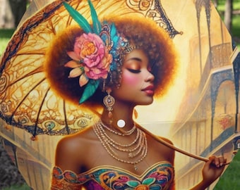 Art Nouveau Umbrella: Bourbon Street Beauty, Foldable Parasol