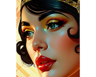 Lámina artística de una flapper de los años 20: decoración con glamour retro