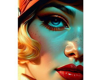 Impresión artística con aerógrafo de estilo flapper: póster de moda art déco retro