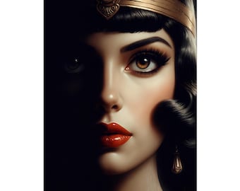 Impresión Art Déco de retrato de flapper: Glamour de los locos años 20