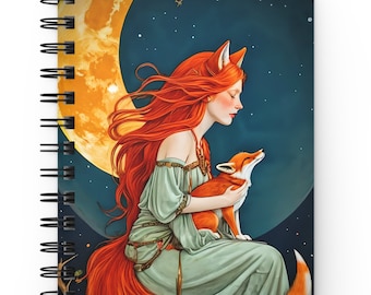 Fox Goddess Art Nouveau Journal: Lined Notebook, Wicca Sketchbook
