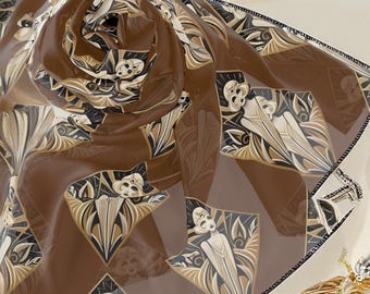 Art Deco Chiffon Scarf: Roaring Twenties Flapper Style